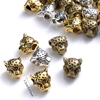 10pcs 12mm Vintage Leopard Head Spacer Beads