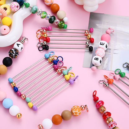Metal Blank Bar Beadable Keychain Set