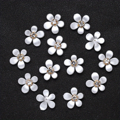 White Five-Petal Flower Acrylic Patch Beads
