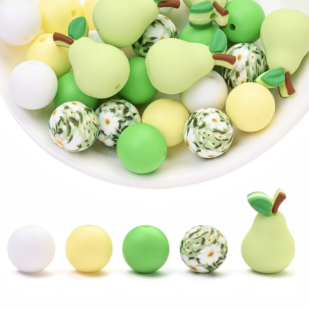25PCS Fruit Collection Silicone Bead Set