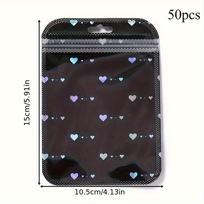 50-Piece Black & White Heart Jewelry Gift Bags