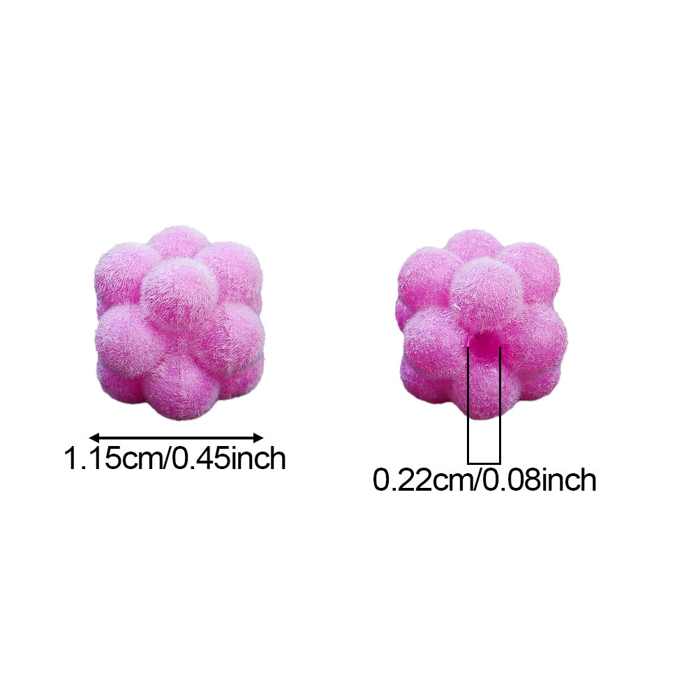 Macaron Color Flocked Flower Beads