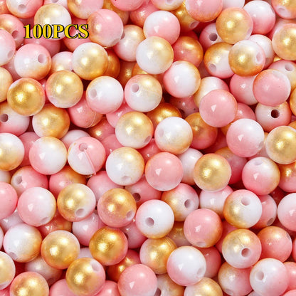 100/200pcs 6/8mm Fashion Gradient Acrylic Beads