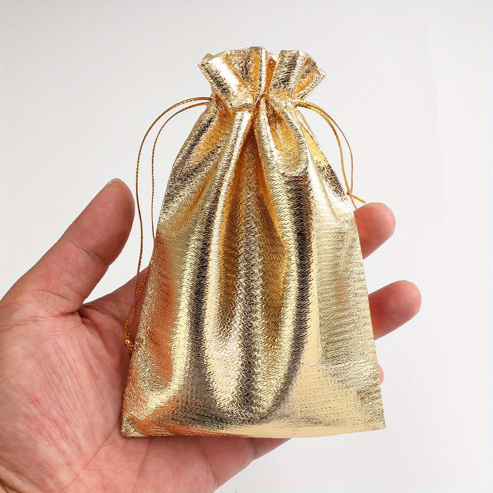 10-Piece Silver Gray Beaded Drawstring Jewelry Pouches