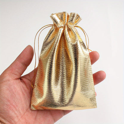 10-Piece Silver Gray Beaded Drawstring Jewelry Pouches
