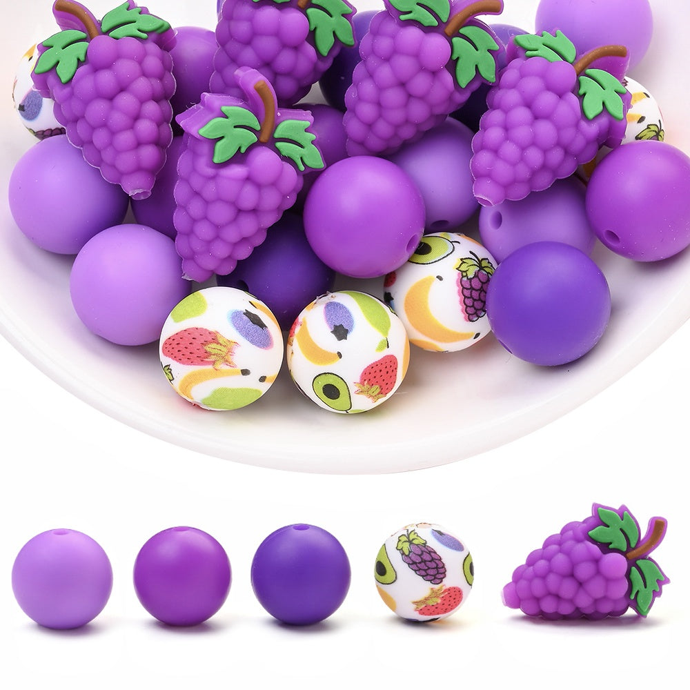 25PCS Fruit Collection Silicone Bead Set