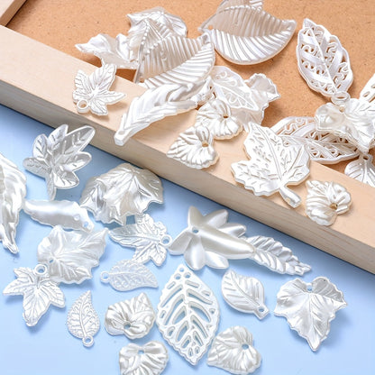 White Leaf Acrylic Beads