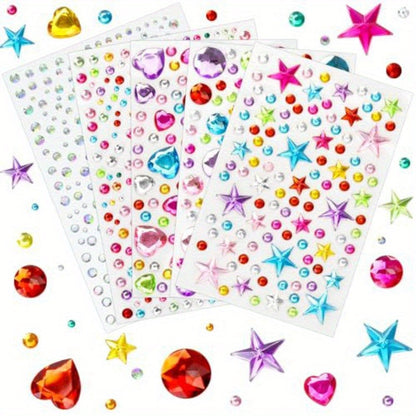 Acrylic Rhinestone Rainbow Self-Adhesive Stickers