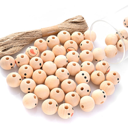 Beige Snowman Wooden Beads
