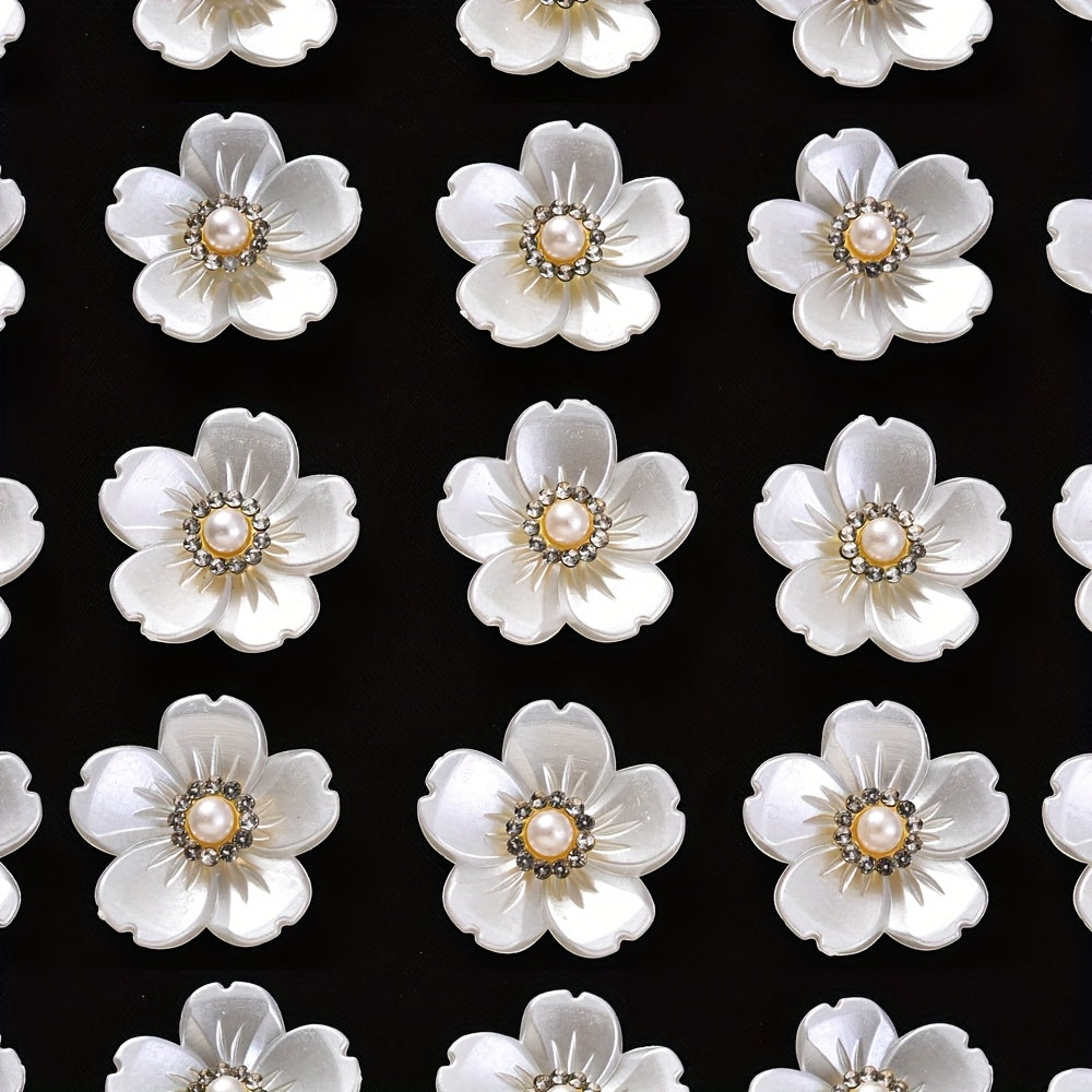 10PCS White Flower Acrylic Embellishment Set