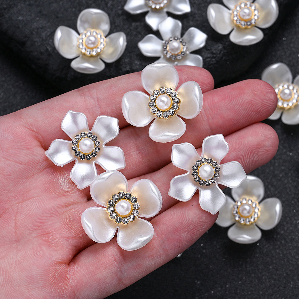 White Acrylic Petal Patch Beads