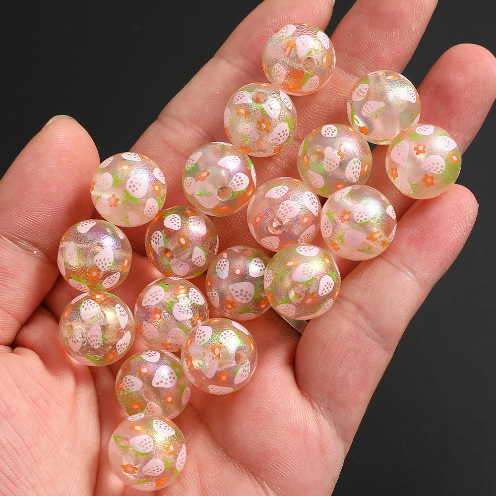 Matte Strawberry Resin Beads