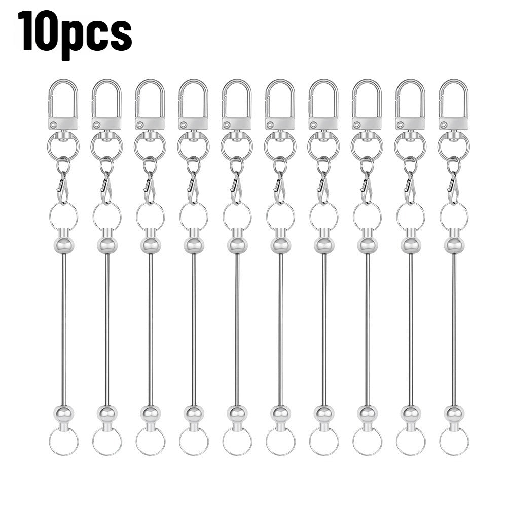 10-Piece 15 mm Silver Chain DIY Keychain Set