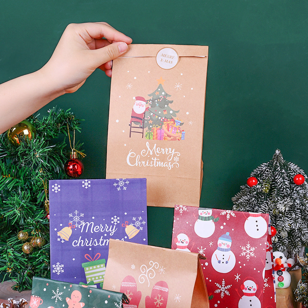 Christmas Paper Gift Bags with Sealing Stickers