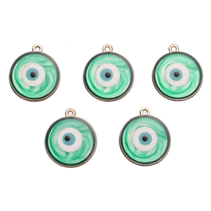 Colorful Alloy Evil Eye Flat Round Charms