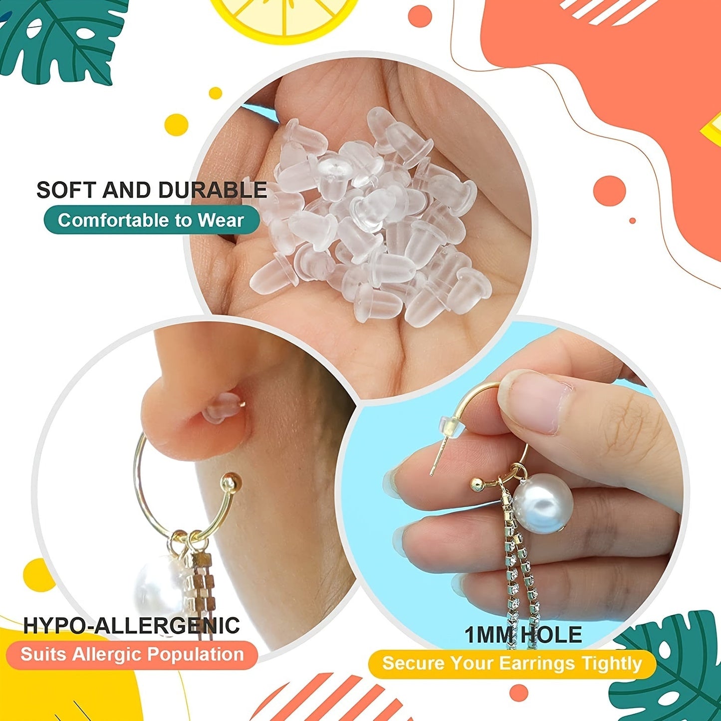 100PCS Soft Silicone Earring Back Set