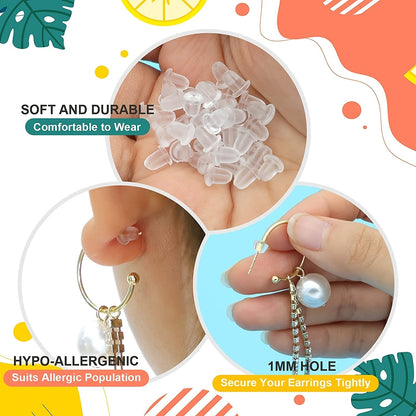 100PCS Soft Silicone Earring Back Set