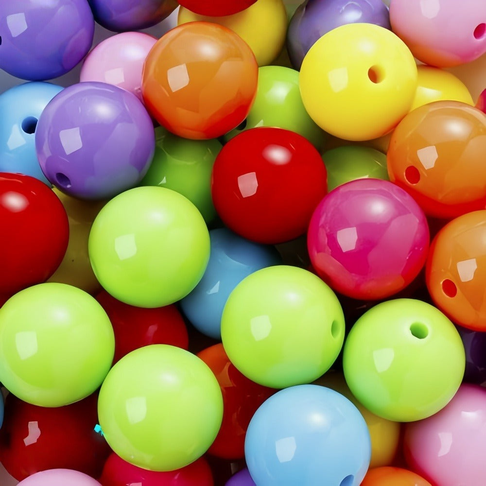 50pcs 16mm Vibrant Acrylic Round Spacer Beads