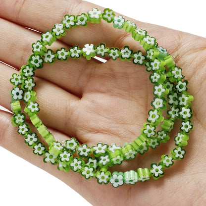 80–106PCS 4mm Colorful Stained Glass Plum Blossom Bead Set