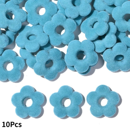 Flocked Flower Resin Beads