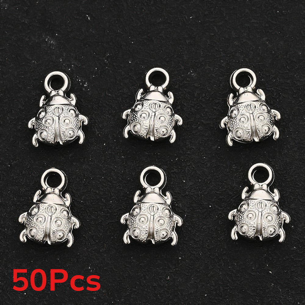 50-Piece Random CCB Plastic Beetle Pendant Charms