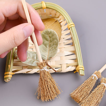 100-Piece Mini Artificial Straw Brooms with White Ropes