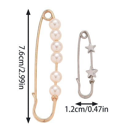 Imitation Pearl Iron Safety Pin Brooches
