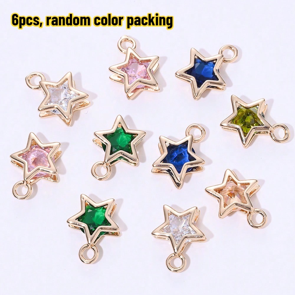 Rhinestone Star Copper Charms