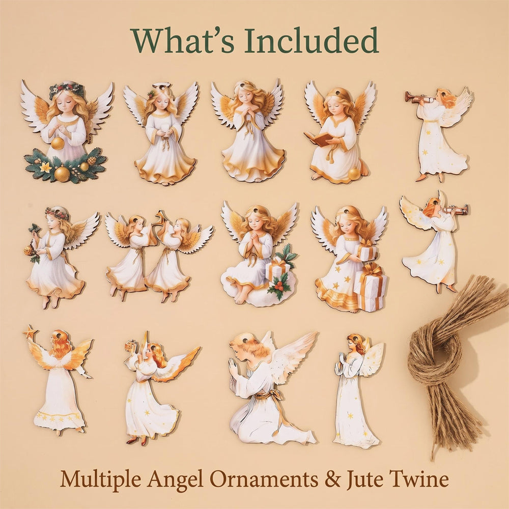Wooden Christmas Angel Hanging Decorations