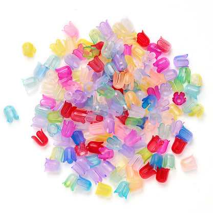 2026 New Arrival 10×11mm Gradient Flower Acrylic Bead Caps