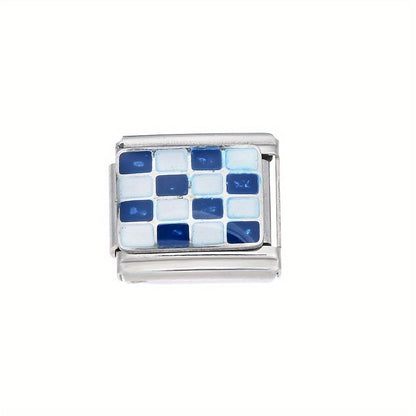 Checkerboard Stainless Steel Charm Module