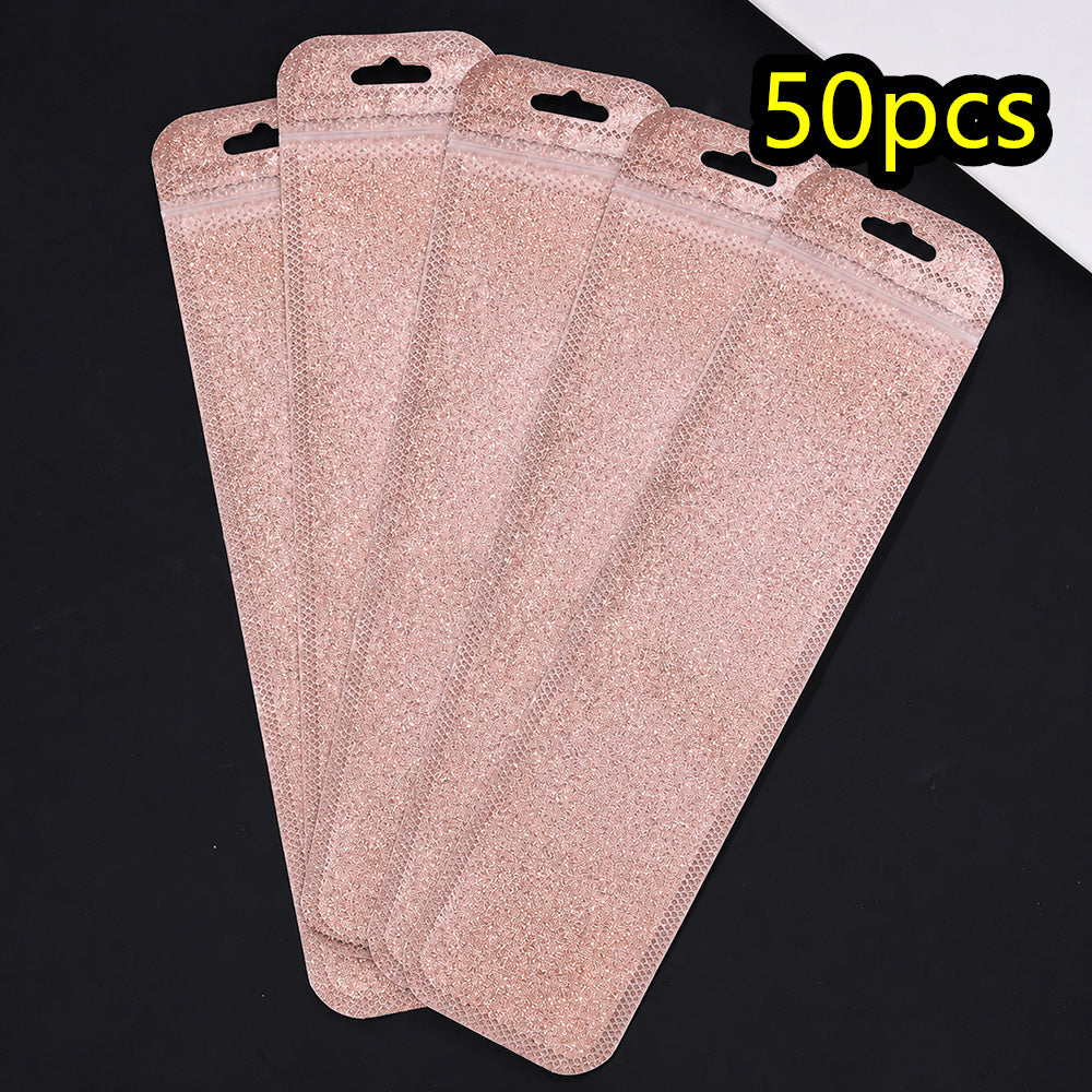 50-Piece 2.16x8.66 in Glitter Holographic Resealable Bags