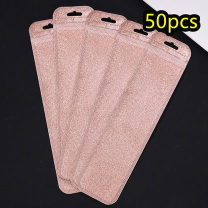 50-Piece 2.16x8.66 in Glitter Holographic Resealable Bags