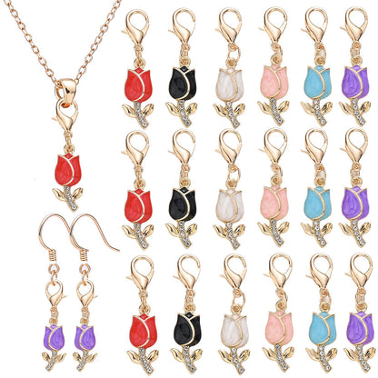 12PCS Sparkling Tulip Mini Keychain Set