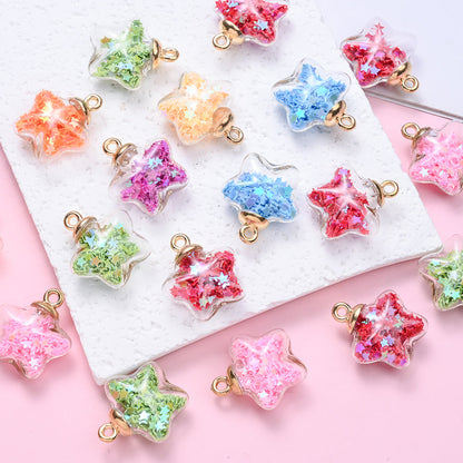 Sparkling Star Glass Pendant Charms
