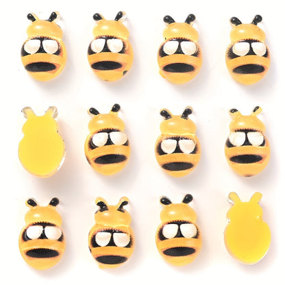 Yellow Bee Pattern Acrylic Beads