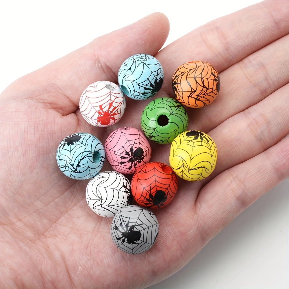 Halloween Spider Web Wooden Spacer Beads