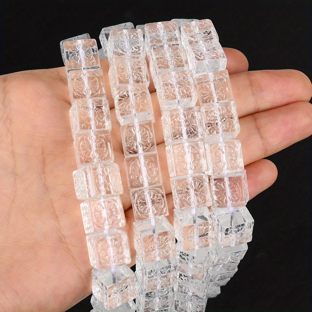 Transparent Crackle Square Glass Beads