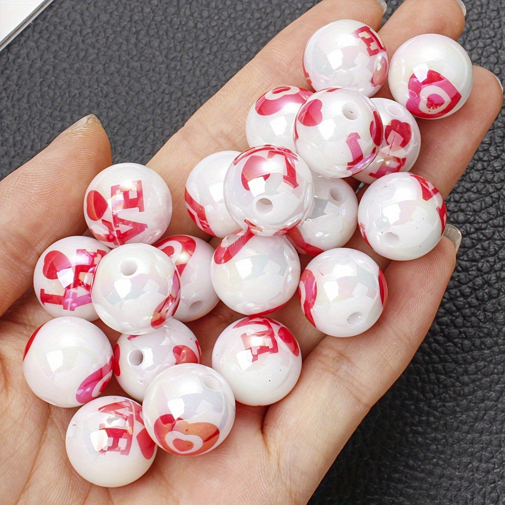Red Romantic Round Acrylic Beads