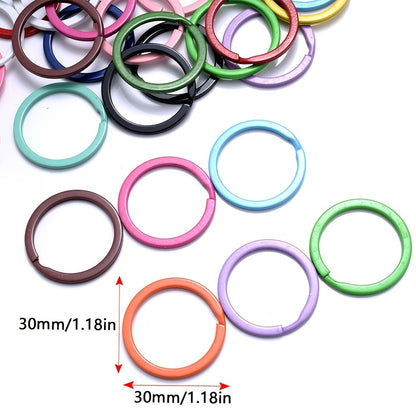 10PCS 30mm Multicolor Alloy Keychain Ring Set