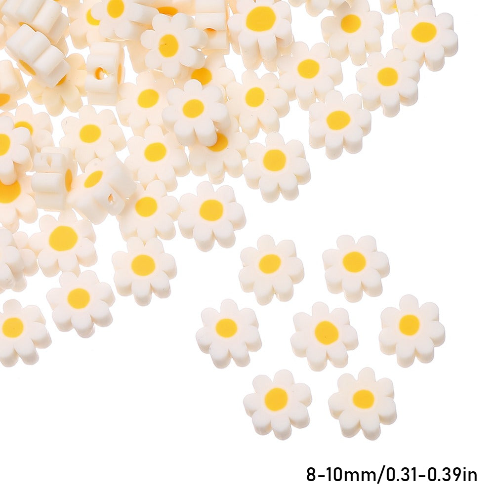 Pottery Daisy Flower Beads