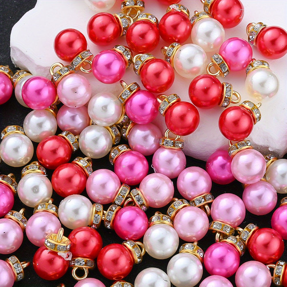 Pink Artificial Pearl Round Pendants