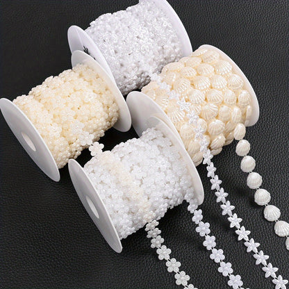 2m Imitation Pearl & Shell Rose Flower Bead Chain