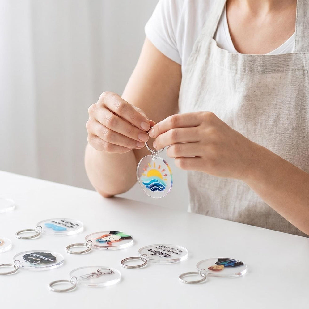 Blank Round Transparent Acrylic Christmas Ornament Keychain Charms