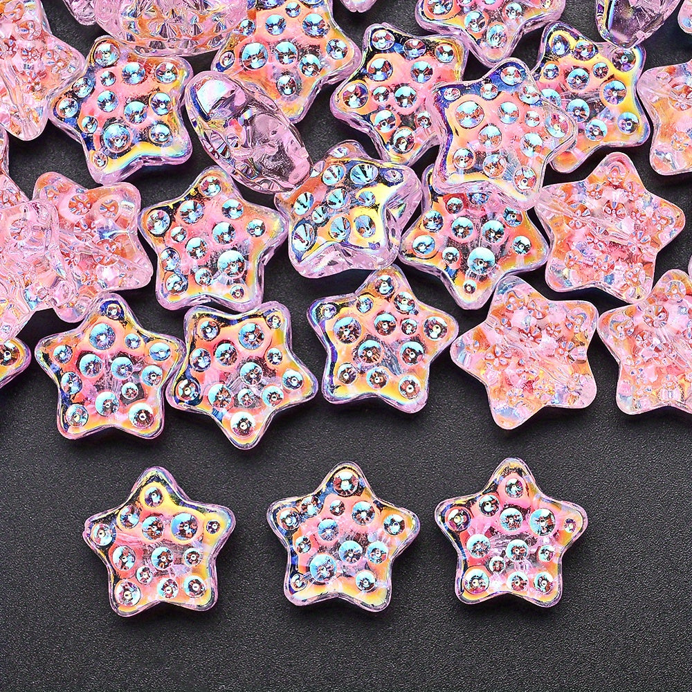 10PCS 18mm AB Shimmer Star Glass Bead Set