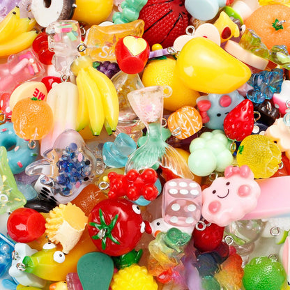 Resin Fruit & Novelty Charms Set