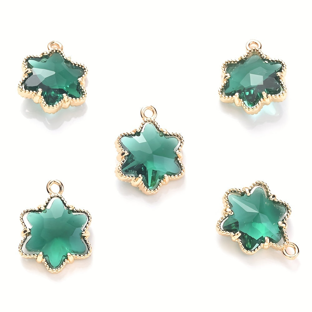 5PCS 13×16mm Faceted Ice Flower Glass Pendant Set