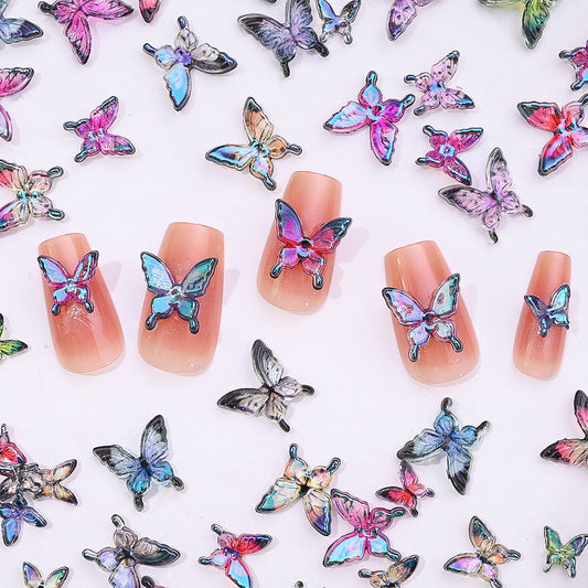 Colorful Butterfly Resin Nail Charms