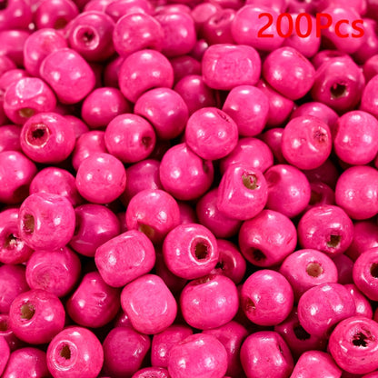 200PCS 5×6mm Rainbow Irregular Round Wood Beads