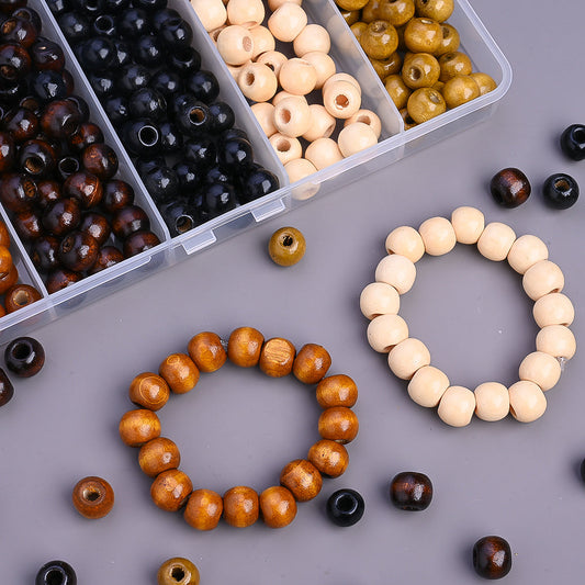 Vintage Large Hole Wooden Beads Set